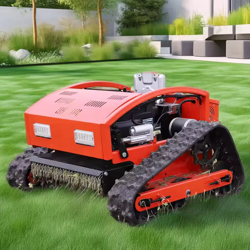 Industrial 4-Stroke Self-Propelled Electric Crawler Lawn Mower Combine Harvester Remote Control Rotary Track Rotary Lawn Mower